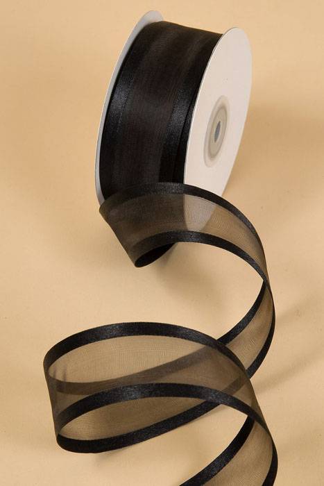 Organza Satin Edge Ribbon - Black