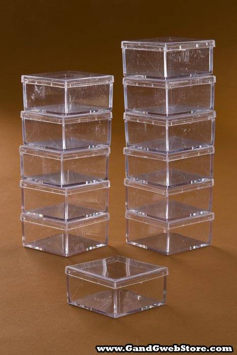 1.75" X 1.75" X 1" Square Box Clear Pkg/12