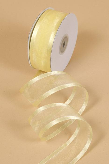 Organza Satin Edge Ribbon - Baby Maize