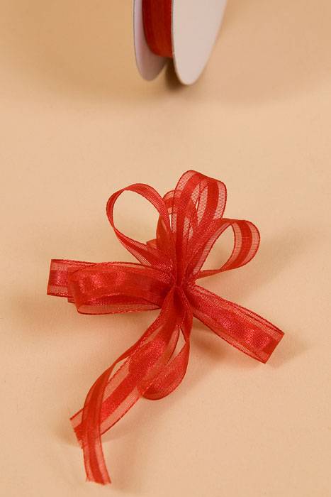 3/8" X 25yds Sheer Pull Bow Ribbon Red