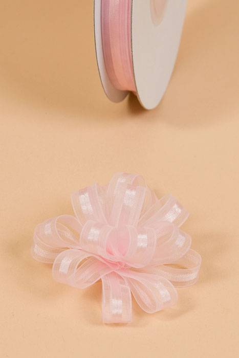 3/8" X 25yds Sheer Pull Bow Ribbon Pink