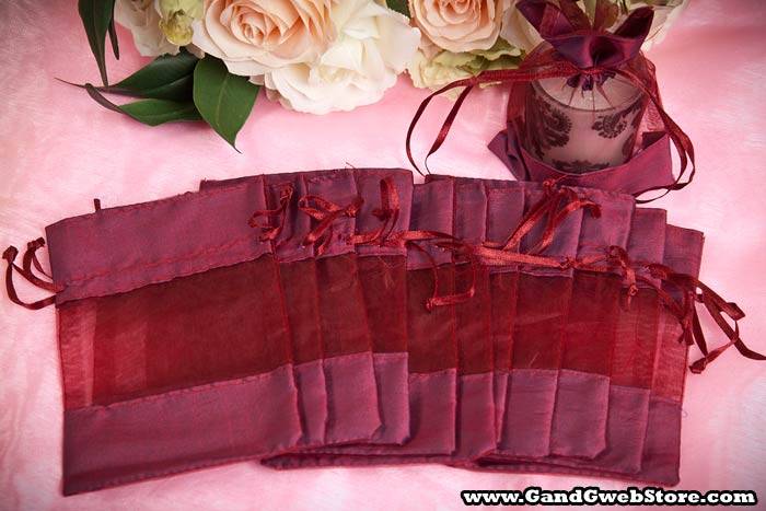 4" X 6†Sheer Pouches Bag Two Tone Burgundy Pkg/12