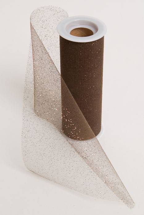6" X 10yds Sparkle Tulle Brown