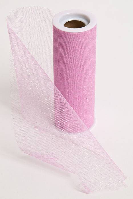 6" X 10yds Sparkle Tulle Pink