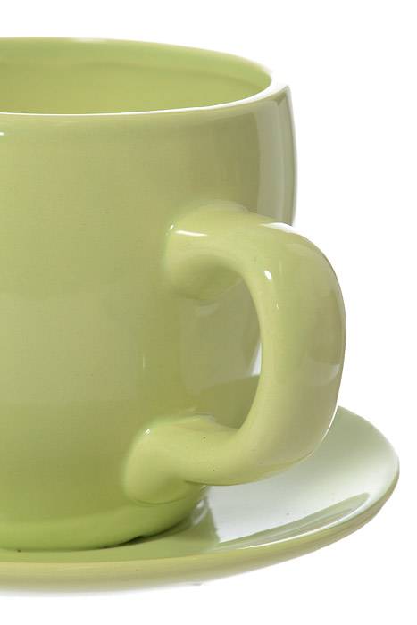 5" X 6.5" Cup/saucer Ceramic Pottery Green