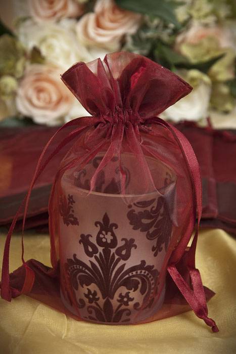 6 X 9" Organza/satin Pouches Burgundy Pkg/12