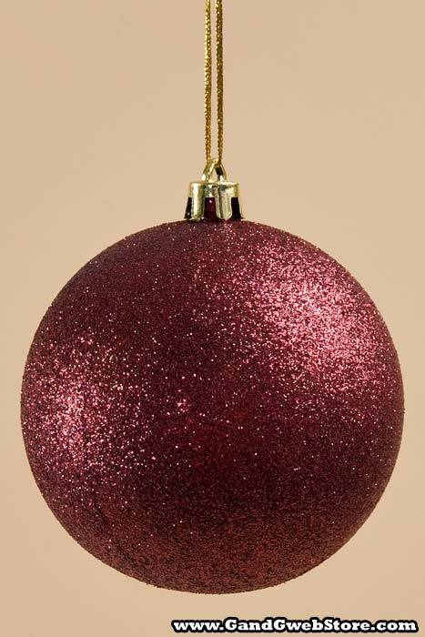 80mm Shiny/matt/glitter Ball Burgundy Pkg/6
