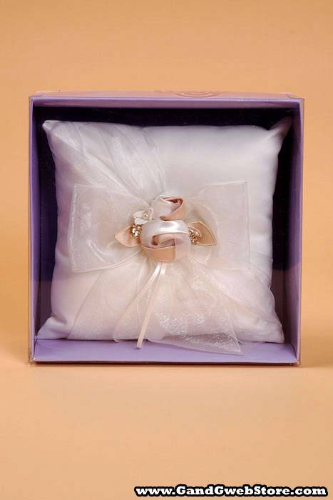 Ring Pillow W/bow Organza Ivory