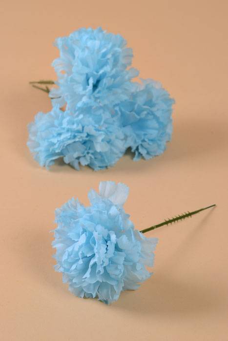 7" Silk Carnation Pick Light Blue Pkg/100