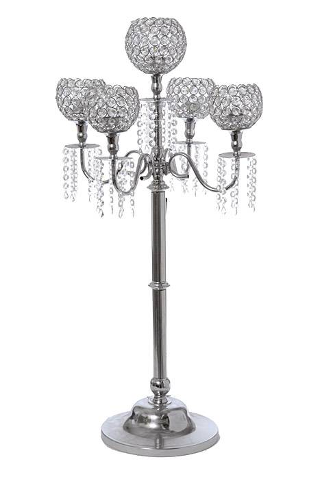 36" 5-light Candelabra W/bead Silver