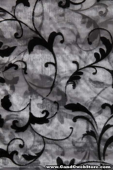 25" X 3yds Sheer Damask Sheet Black/white