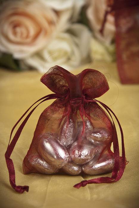 3" X 4" Sheer Pouches Bag Burgundy Pkg/12