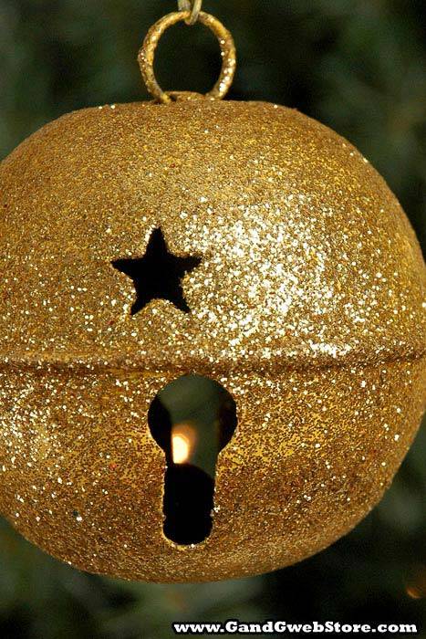3" Glitter Bell Gold