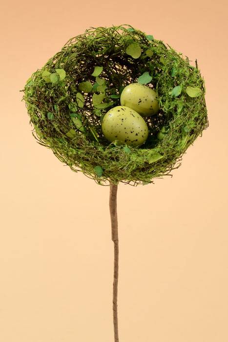4" Nest W/2 Eggs & Stick Natural