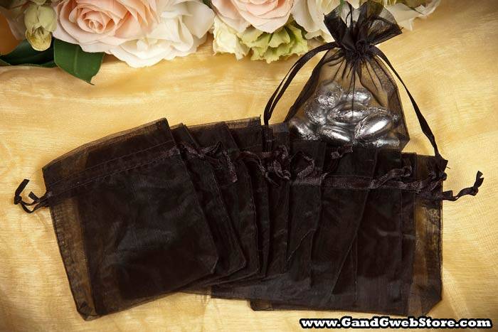3" X 4" Organza Pouch Black Pkg/12