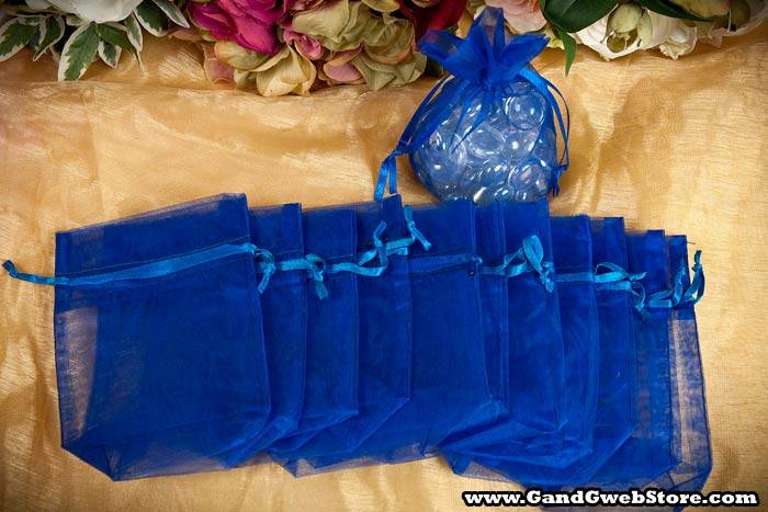 3.5" X 5" X 1.5" Organza Pouches Royal Blue Pkg/12