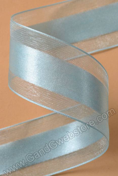 Satin Ribbon W/organza Edge Light Blue