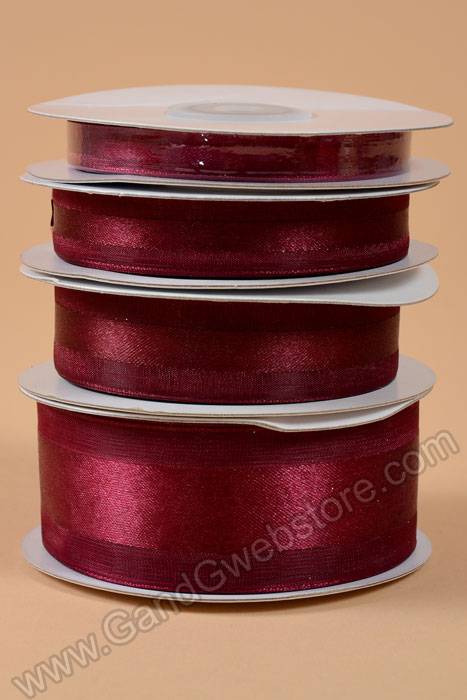 Satin Ribbon W/organza Edge Burgundy