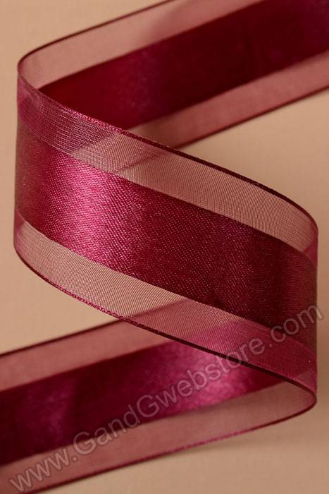 Satin Ribbon W/organza Edge Burgundy