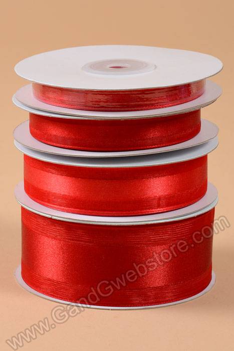 Satin Ribbon W/organza Edge Red