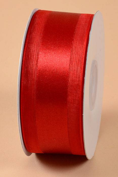 Satin Ribbon W/organza Edge Red