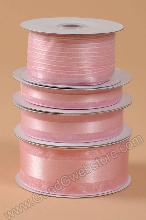 Satin Ribbon W/organza Edge Pink