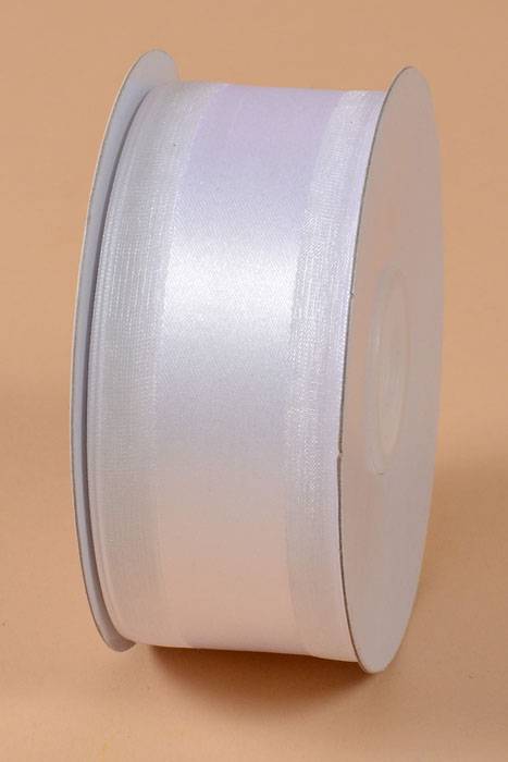 Satin Ribbon W/organza Edge White