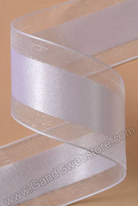 Satin Ribbon W/organza Edge White