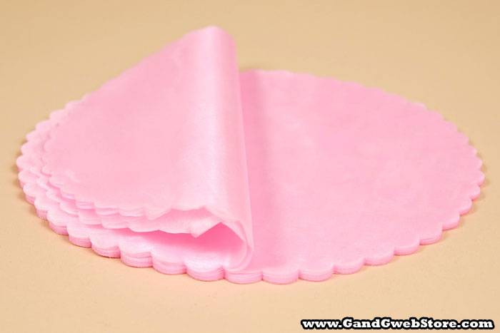 9" Round Organza Circle W/scalloped Edge Pink Pkg/50