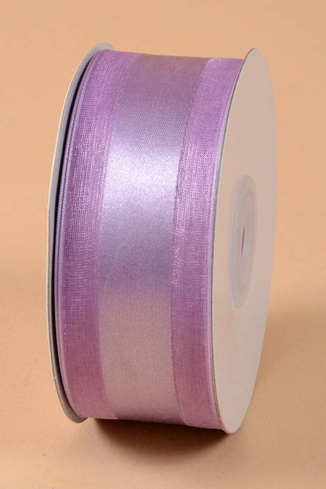 Satin Ribbon W/organza Edge Lavender
