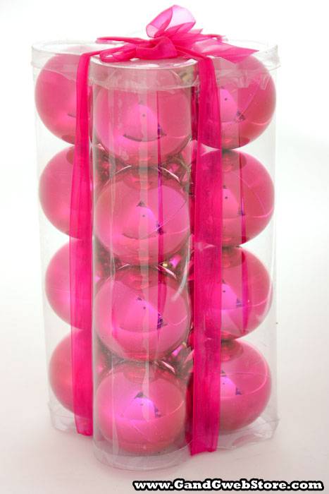 2.35" Shiny Plastic Ball Fuchsia Pkg/16