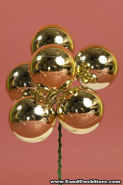 50mm Shiny Ball Pick Gold Pkg/6
