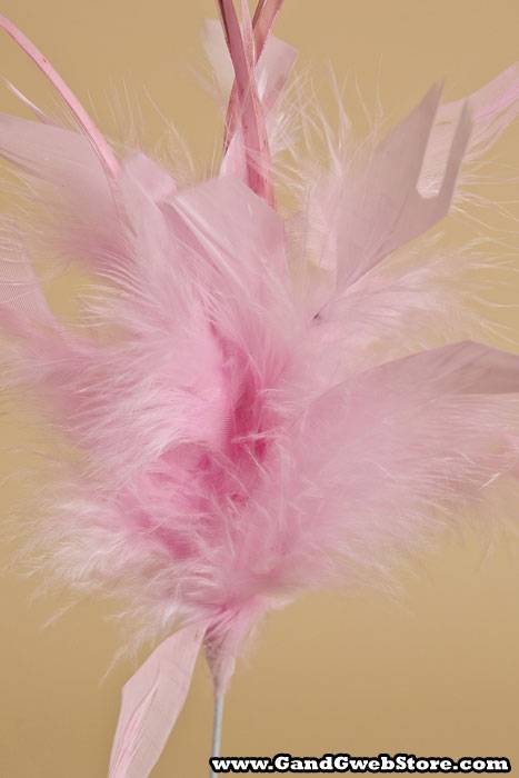 14" Owl Feather Spray Pink Pkg/12