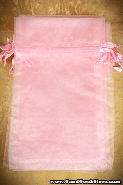 6" X 10" Organza Pouches Pink Pkg/12
