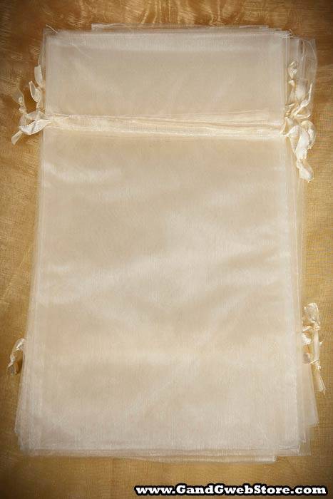 6" X 10" Organza Pouches Ivory Pkg/12