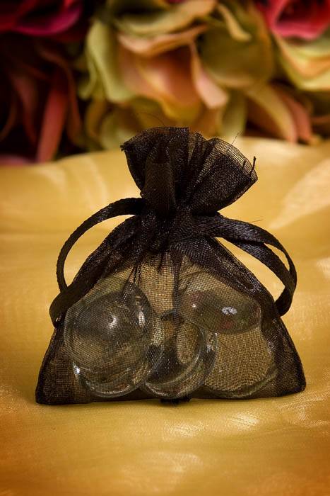 2" X 2.5" Organza Pouches Black Pkg/12