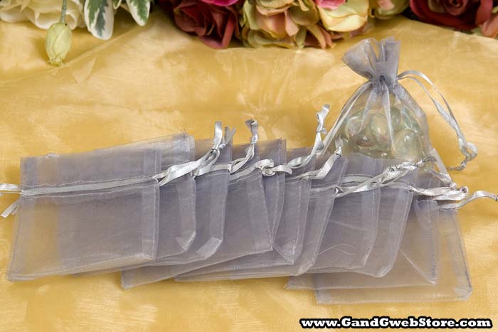 3" X 4" Organza Pouches Silver Pkg/12
