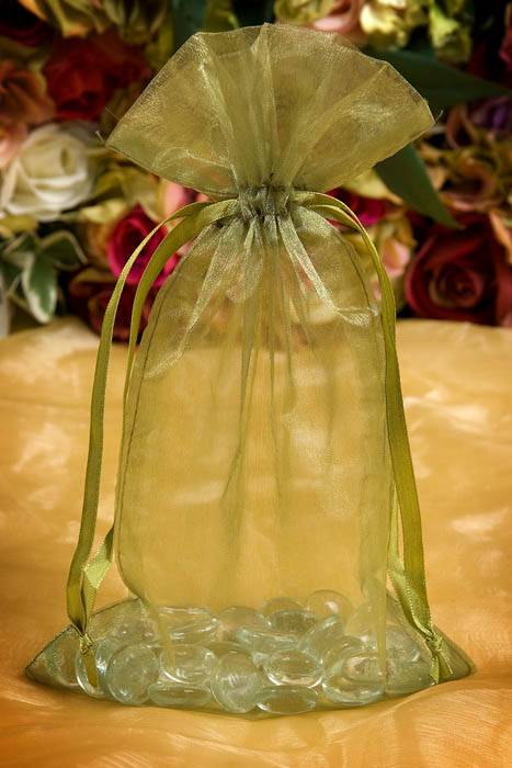 6" X 10" Organza Pouches Bags Moss Pkg/12