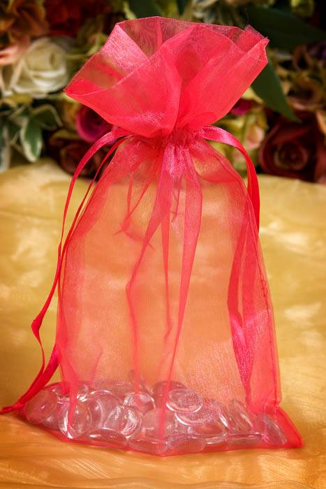 6" X 10" Organza Pouches Bags Hot Pink Pkg/12