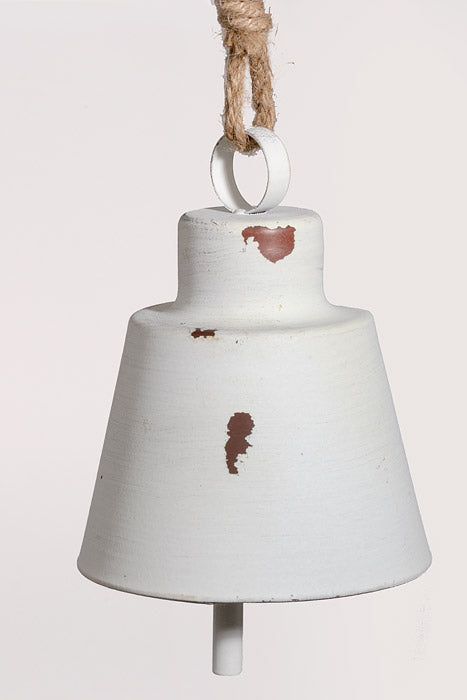 6" Metal Bell Ornament White