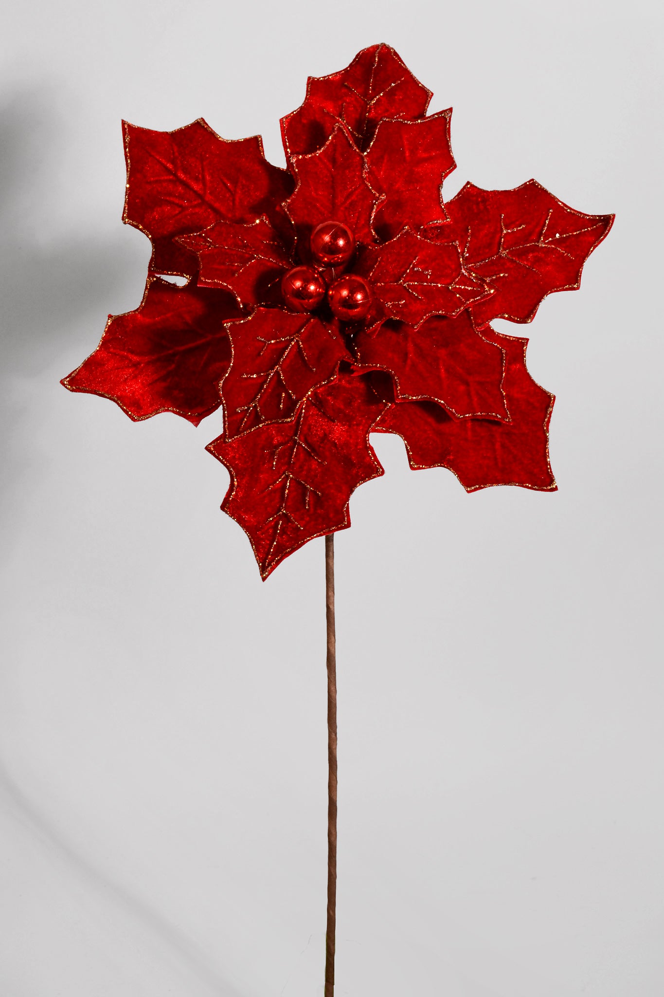 25" Royalty Poinsettia Stem Red