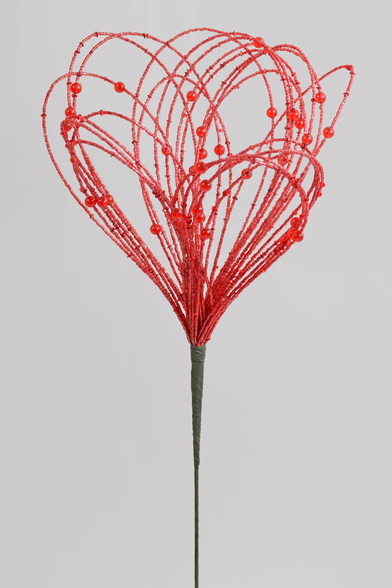 20" Beaded Jewel Flower Burst Stem Red