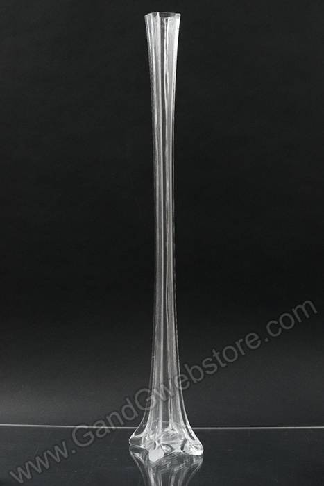 28" Eiffel Tower Glass Vase Clear