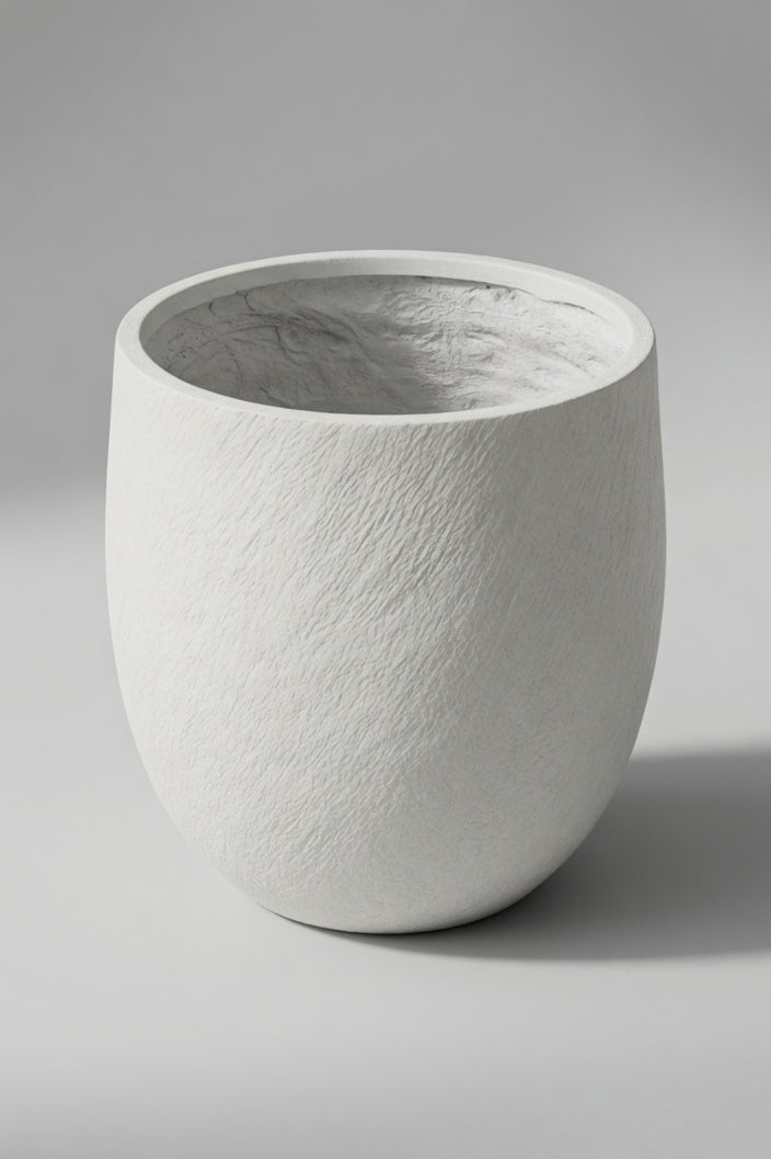 14" X 15.5" Round Pot White