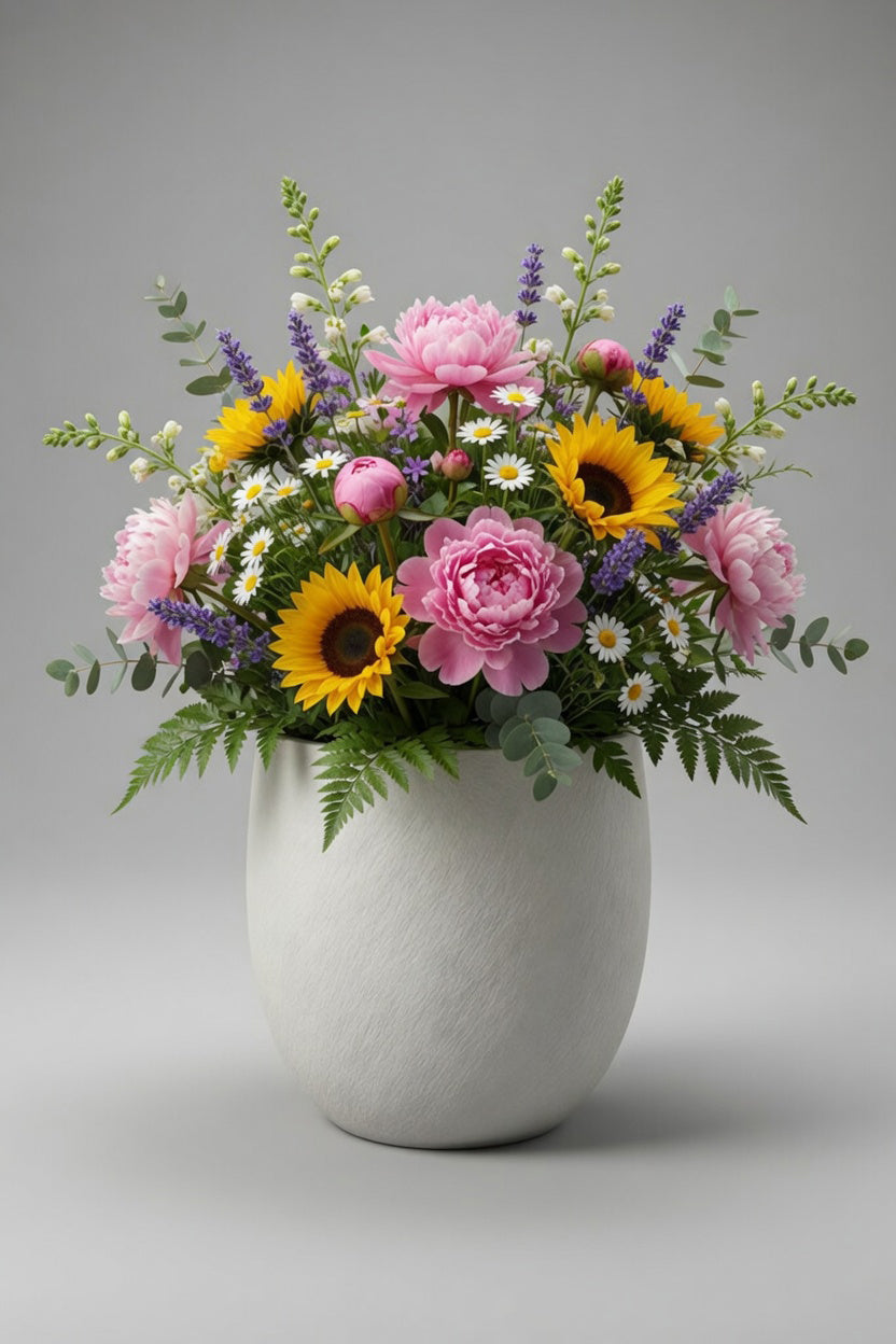14" X 15.5" Round Pot White