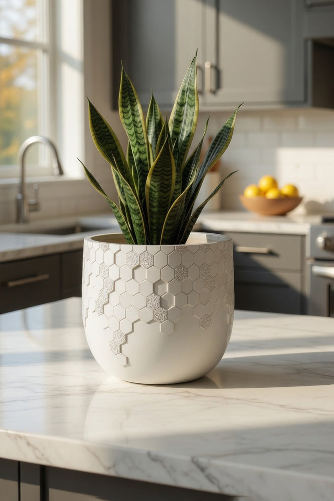 9.5" X 9" Round Pot White