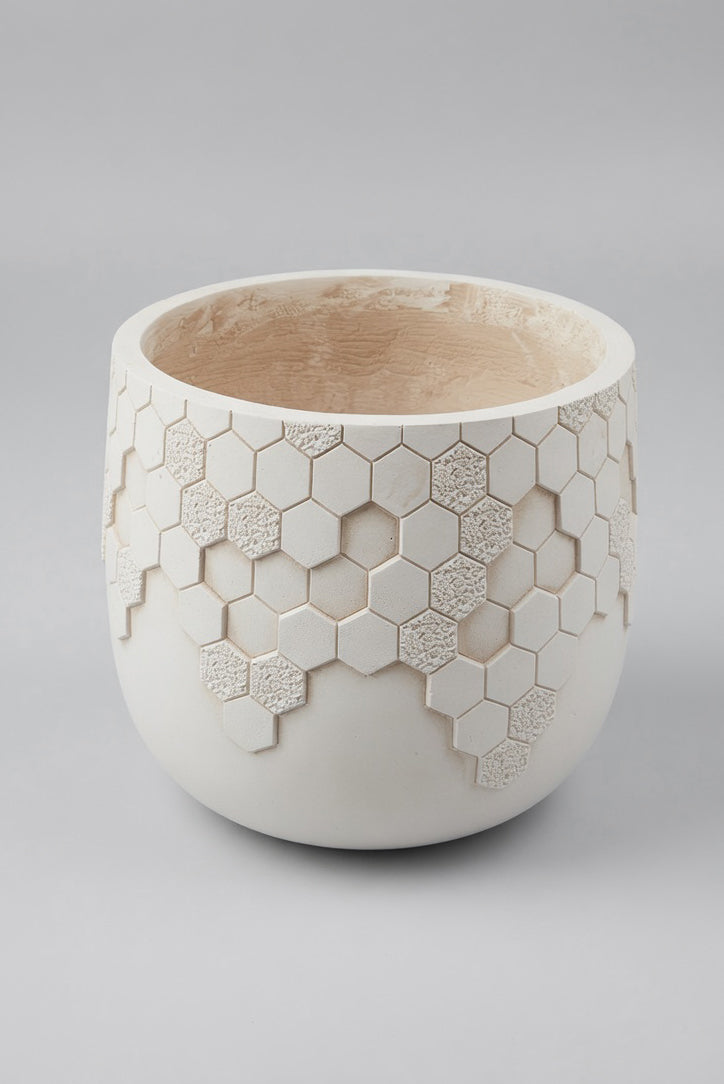 13.75" X 12.5" Round Pot White