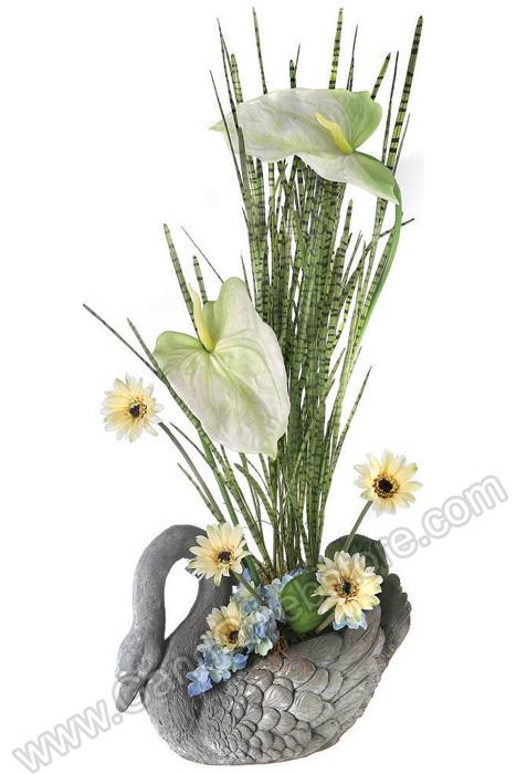 17" Concrete Swan Planter