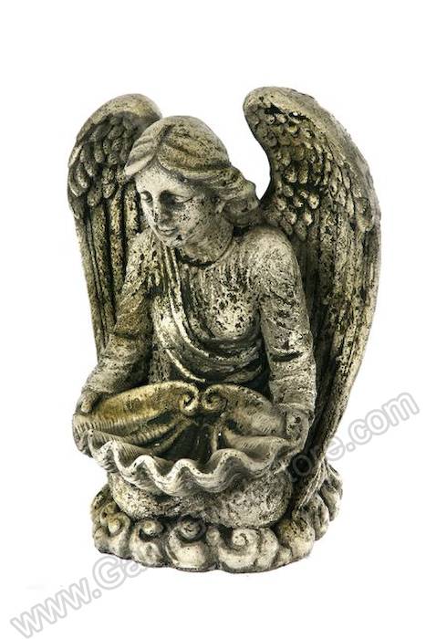 19" Concrete Angel W/shell Feeder