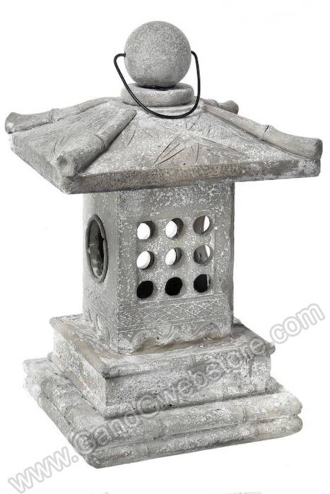 22" Concrete Solar Bamboo Lantern